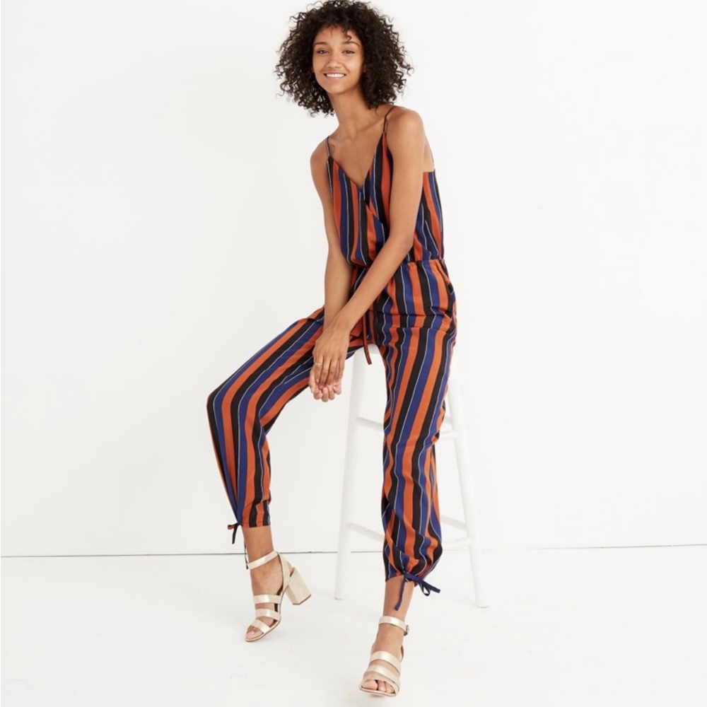 NWT Madewell x No. 6 Silk 'Playa' Cami Jumpsuit Multi-Stripe